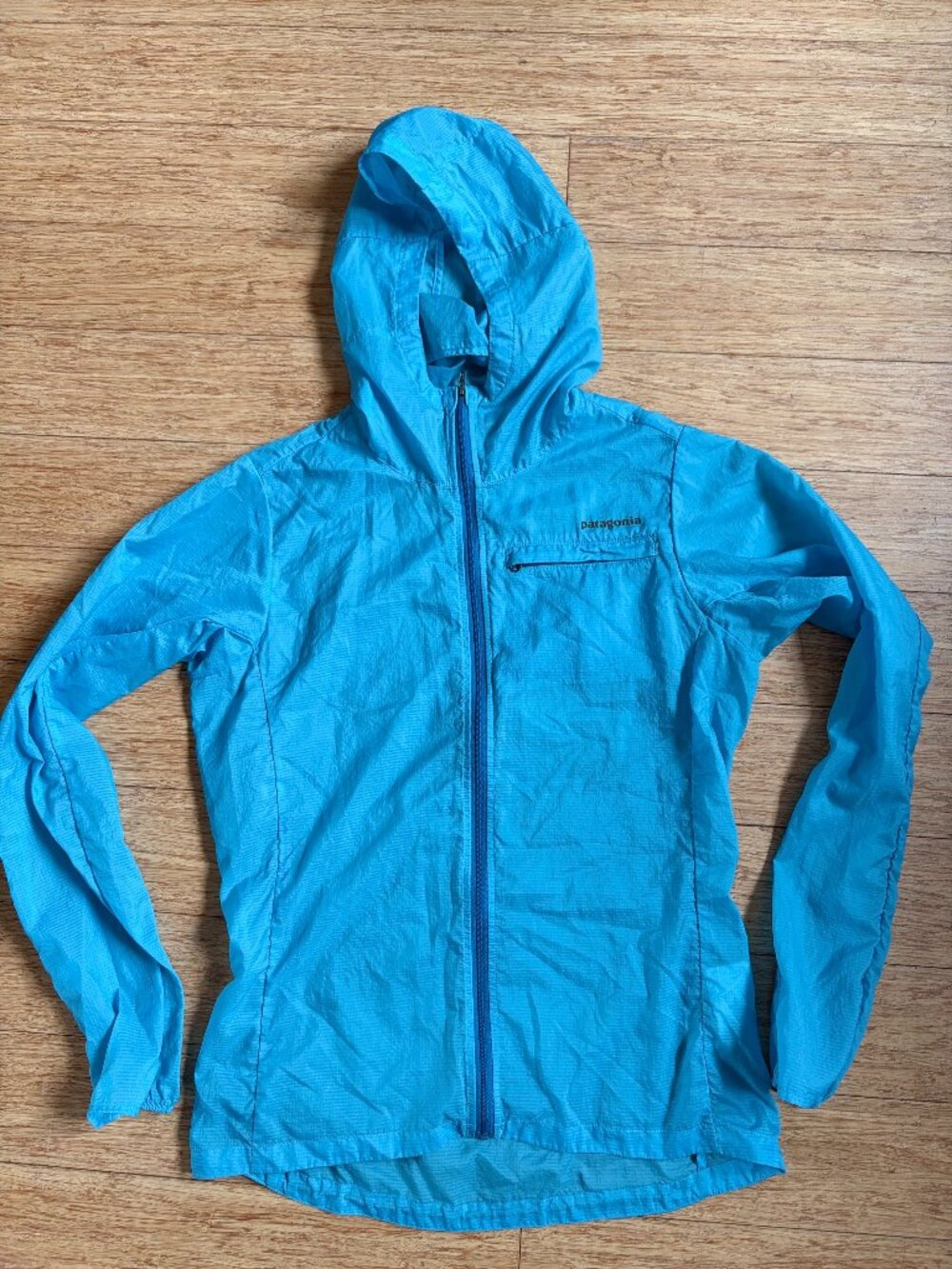 Patagonia Women’s Houdini Jacket Blue Ultralight Hooded Windbreaker XS